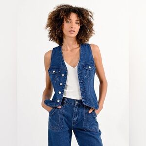 Molly Bracken Sleeveless Denim Vest 90s Minimalist